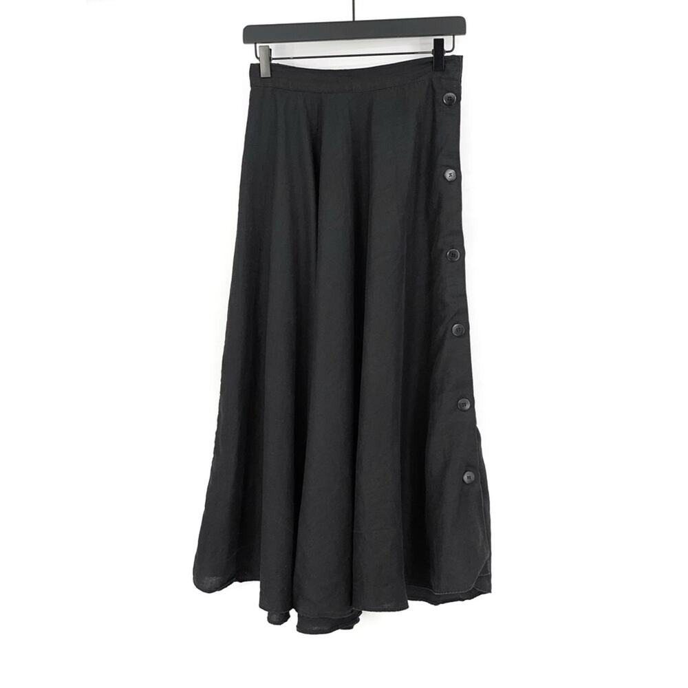 VTG DANA BROOKE Linen Midi Skirt Black 10